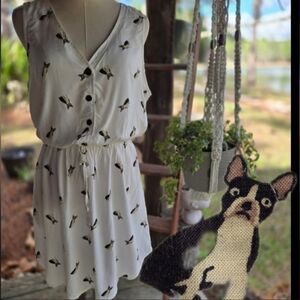 Mimi Chica Boston Terrier Dog Print Midi Dress Size Large